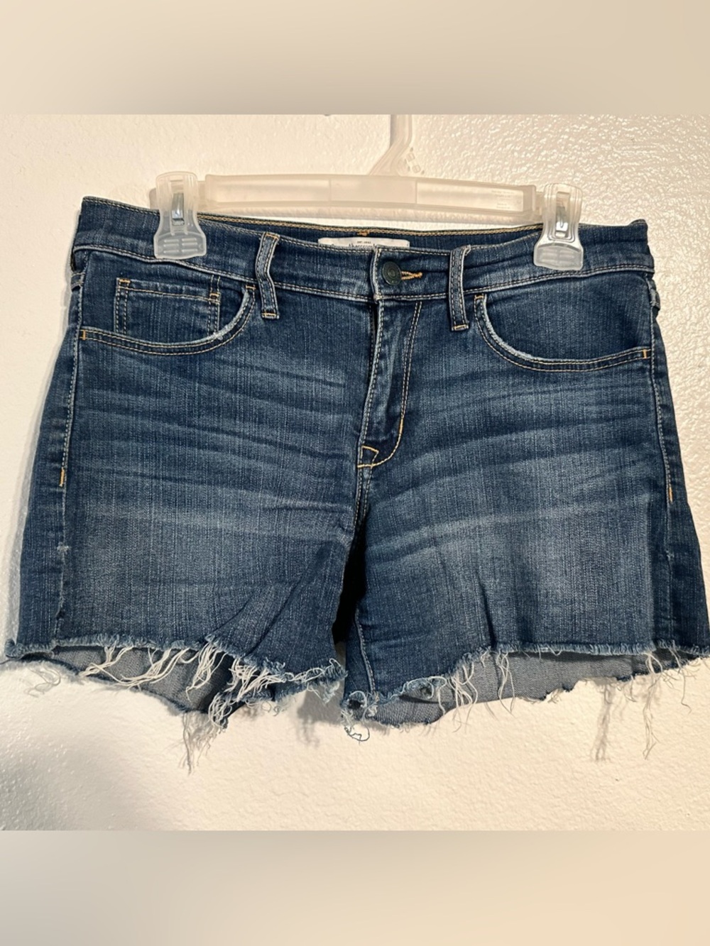 Abercrombie & Fitch Dark Blue Distressed Denim Shorts